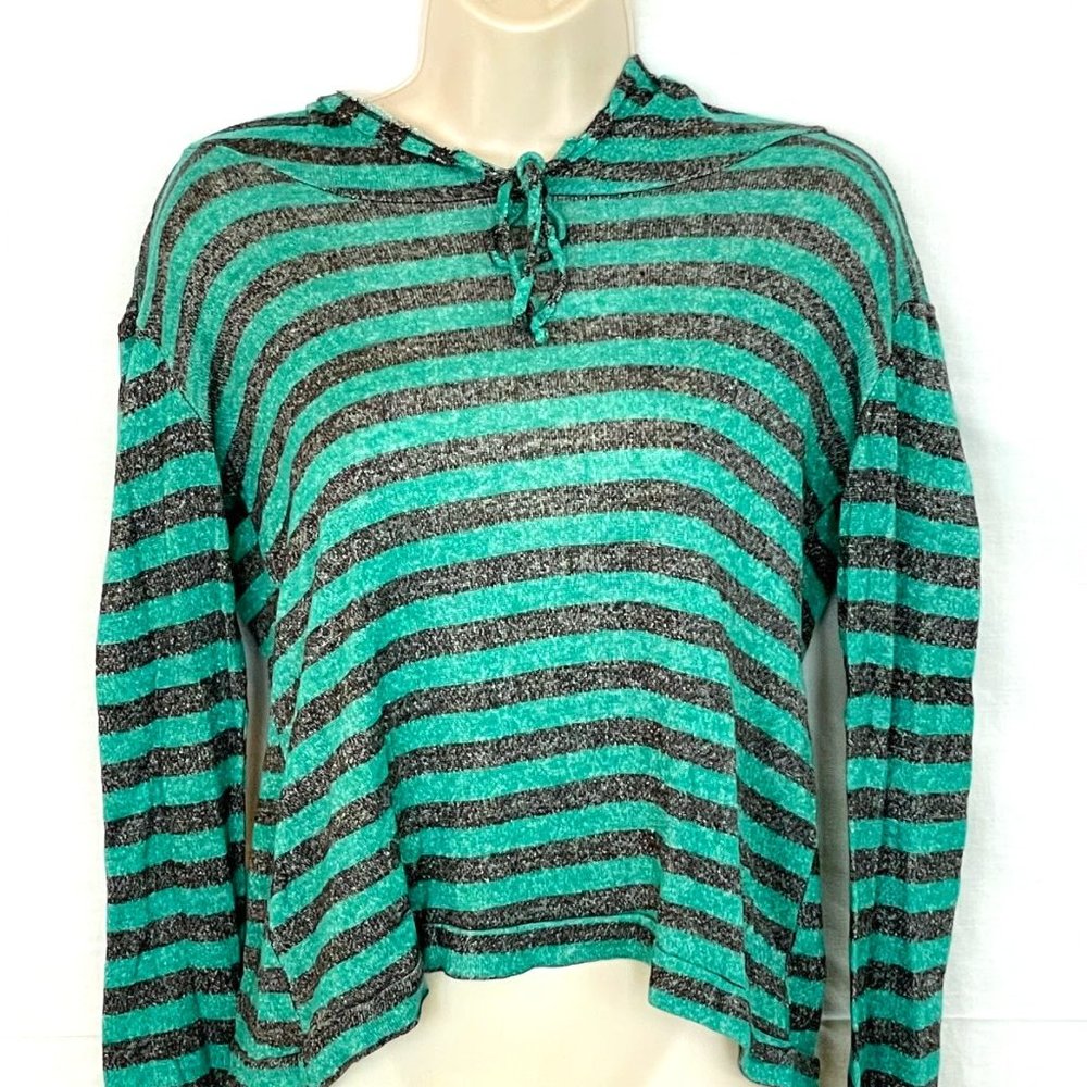 Green & Black Striped Hoodie
